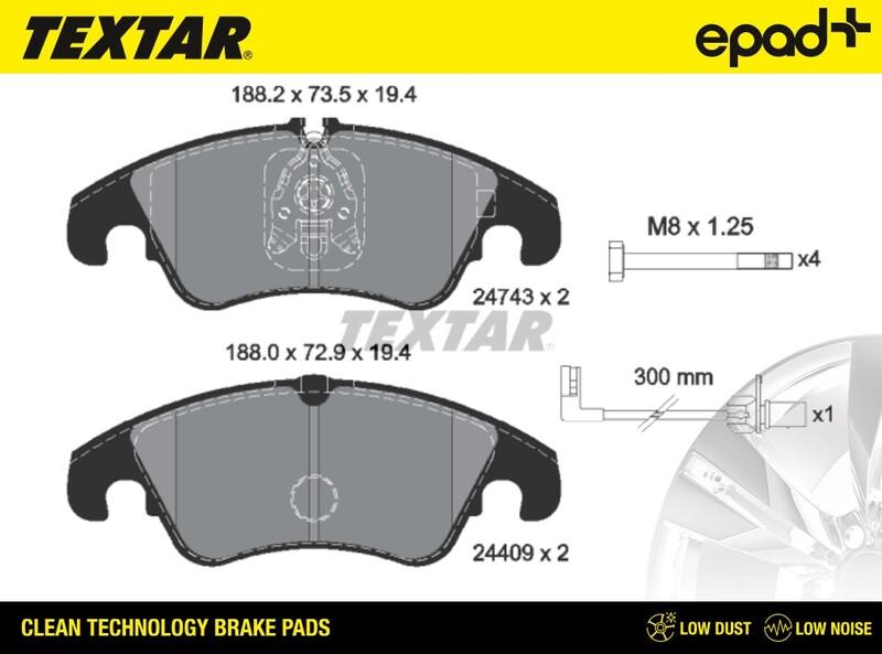 Textar 2474301CP - Комплект спирачно феродо, дискови спирачки vvparts.bg