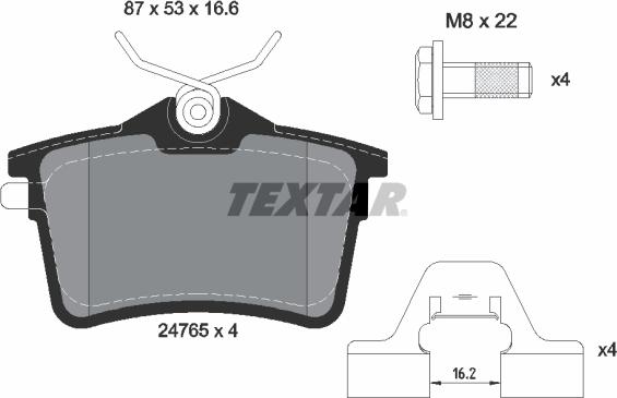 Textar 2476501 - Комплект спирачно феродо, дискови спирачки vvparts.bg