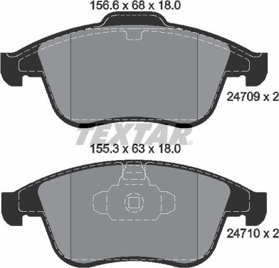 Textar 2470901 - Комплект спирачно феродо, дискови спирачки vvparts.bg