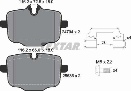 Textar 2470401 - Комплект спирачно феродо, дискови спирачки vvparts.bg