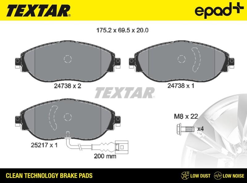 Textar 2473803CP - Комплект спирачно феродо, дискови спирачки vvparts.bg