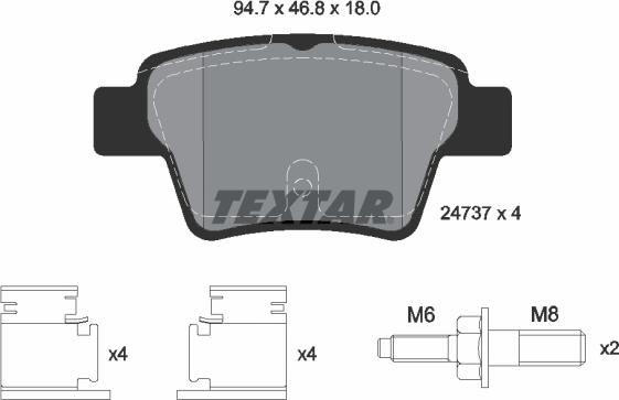 Textar 2473701 - Комплект спирачно феродо, дискови спирачки vvparts.bg