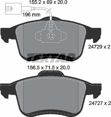 Textar 2472901 - Комплект спирачно феродо, дискови спирачки vvparts.bg