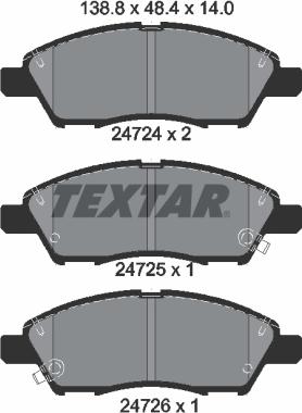 Textar 2472401 - Комплект спирачно феродо, дискови спирачки vvparts.bg