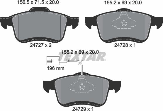 Textar 2472701 - Комплект спирачно феродо, дискови спирачки vvparts.bg