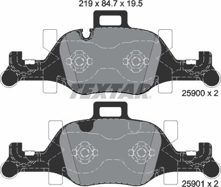 Textar 2590004 - Комплект спирачно феродо, дискови спирачки vvparts.bg