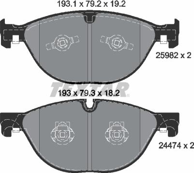 Textar 2598201 - Комплект спирачно феродо, дискови спирачки vvparts.bg