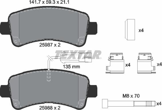 Textar 2598701 - Комплект спирачно феродо, дискови спирачки vvparts.bg