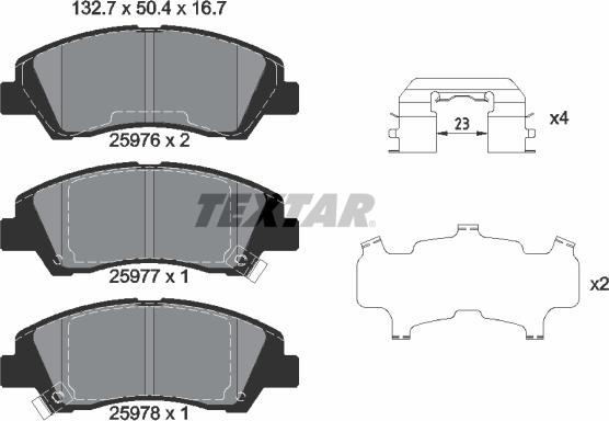 Textar 2597601 - Комплект спирачно феродо, дискови спирачки vvparts.bg