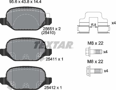 Textar 2541001 - Комплект спирачно феродо, дискови спирачки vvparts.bg