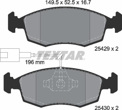 Textar 2542901 - Комплект спирачно феродо, дискови спирачки vvparts.bg