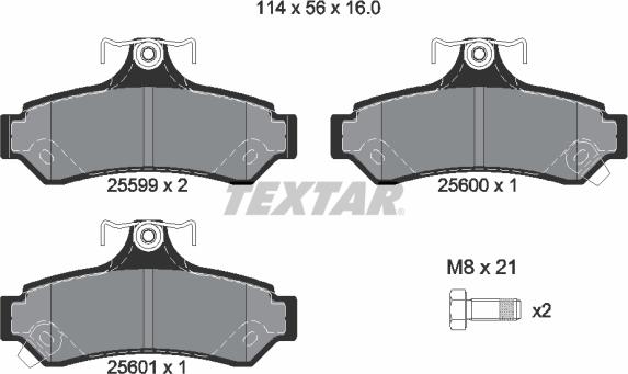 Textar 2559901 - Комплект спирачно феродо, дискови спирачки vvparts.bg