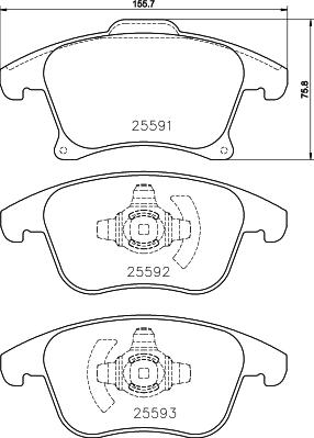 Textar 2559101 - Комплект спирачно феродо, дискови спирачки vvparts.bg