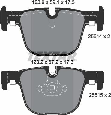 Textar 2551401 - Комплект спирачно феродо, дискови спирачки vvparts.bg
