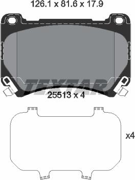 Textar 2551301 - Комплект спирачно феродо, дискови спирачки vvparts.bg