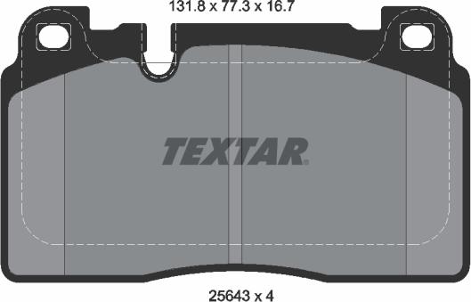 Textar 2564305 - Комплект спирачно феродо, дискови спирачки vvparts.bg