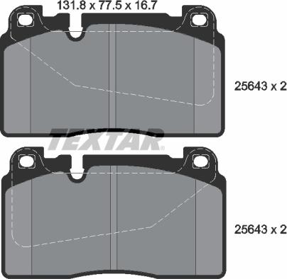 Textar 2564301 - Комплект спирачно феродо, дискови спирачки vvparts.bg