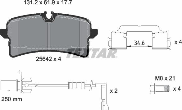 Textar 2564201 - Комплект спирачно феродо, дискови спирачки vvparts.bg