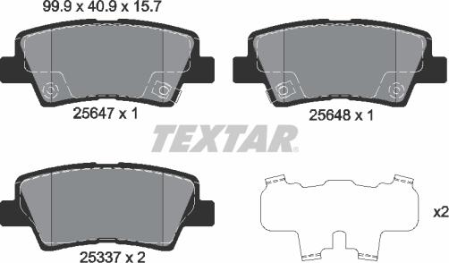 Textar 2564701 - Комплект спирачно феродо, дискови спирачки vvparts.bg