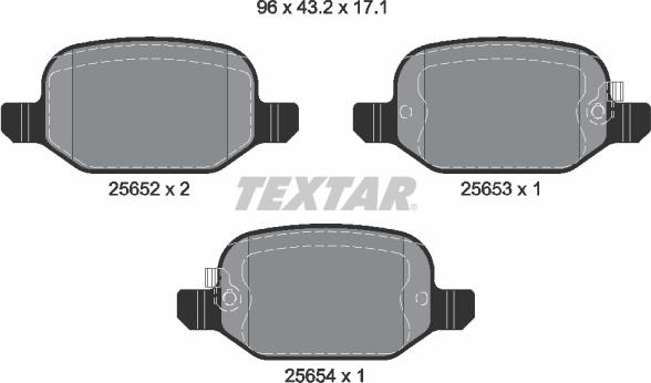 Textar 2565201 - Комплект спирачно феродо, дискови спирачки vvparts.bg