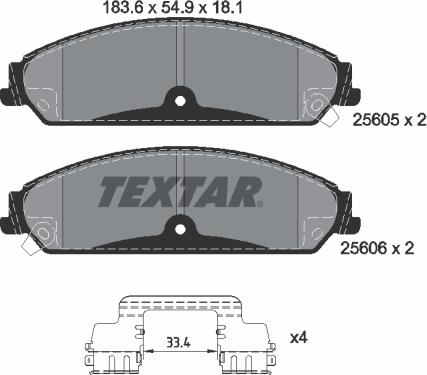 Textar 2560501 - Комплект спирачно феродо, дискови спирачки vvparts.bg