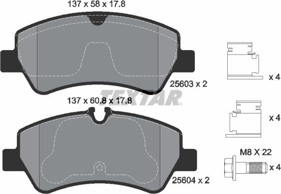 Textar 2560301 - Комплект спирачно феродо, дискови спирачки vvparts.bg