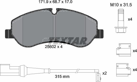 Textar 2560201 - Комплект спирачно феродо, дискови спирачки vvparts.bg