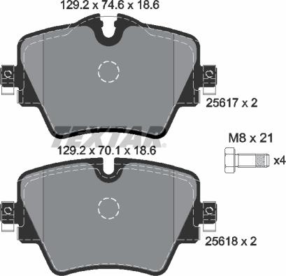 Textar 2561701 - Комплект спирачно феродо, дискови спирачки vvparts.bg