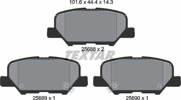 Textar 2568801 - Комплект спирачно феродо, дискови спирачки vvparts.bg
