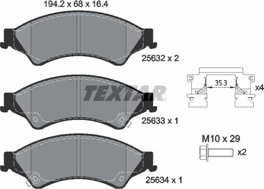 Textar 2563201 - Комплект спирачно феродо, дискови спирачки vvparts.bg
