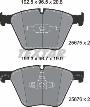 Textar 2567501 - Комплект спирачно феродо, дискови спирачки vvparts.bg