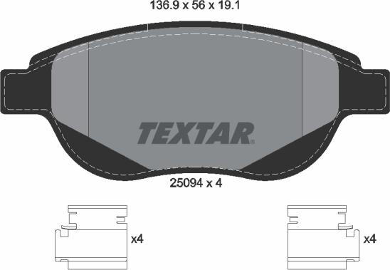 Textar 2509401 - Комплект спирачно феродо, дискови спирачки vvparts.bg