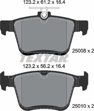 Textar 2500801 - Комплект спирачно феродо, дискови спирачки vvparts.bg