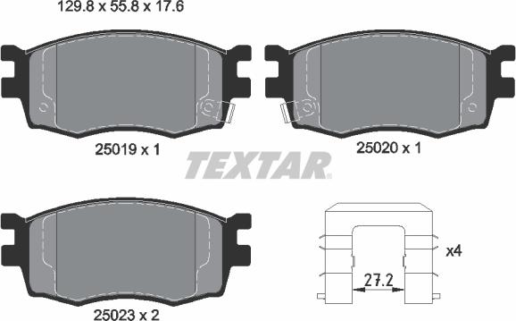 Textar 2501901 - Комплект спирачно феродо, дискови спирачки vvparts.bg