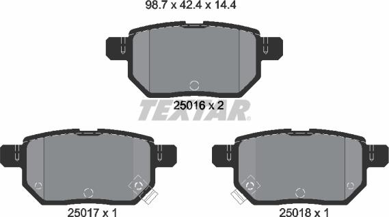 Textar 2501601 - Комплект спирачно феродо, дискови спирачки vvparts.bg