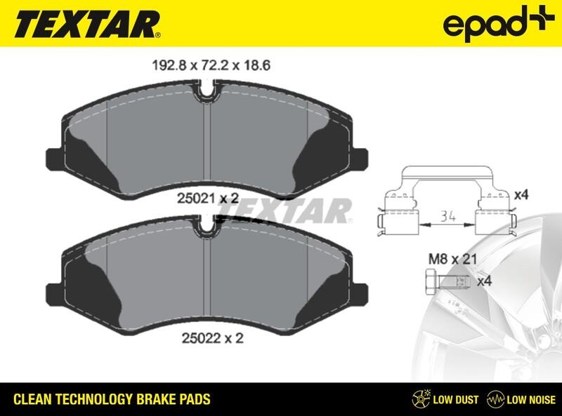 Textar 2502101CP - Комплект спирачно феродо, дискови спирачки vvparts.bg