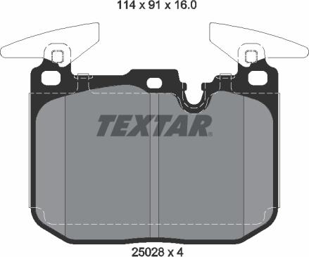 Textar 2502807 - Комплект спирачно феродо, дискови спирачки vvparts.bg