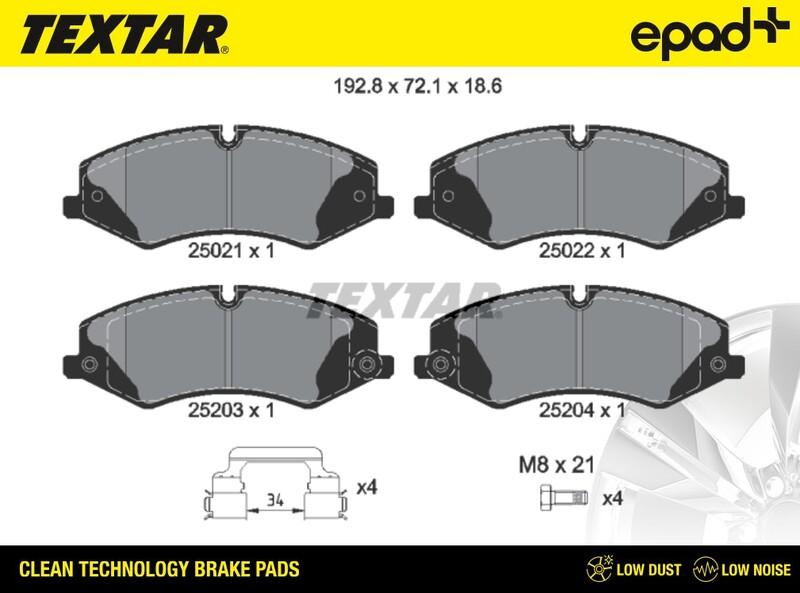 Textar 2502201CP - Комплект спирачно феродо, дискови спирачки vvparts.bg