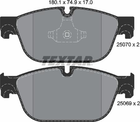 Textar 2507001 - Комплект спирачно феродо, дискови спирачки vvparts.bg