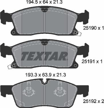 Textar 2519001 - Комплект спирачно феродо, дискови спирачки vvparts.bg