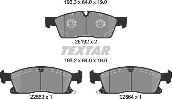 Textar 2519209 - Комплект спирачно феродо, дискови спирачки vvparts.bg