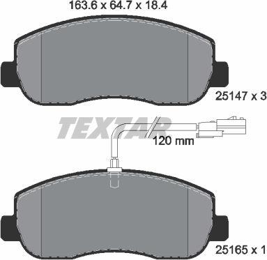 Textar 2514701 - Комплект спирачно феродо, дискови спирачки vvparts.bg