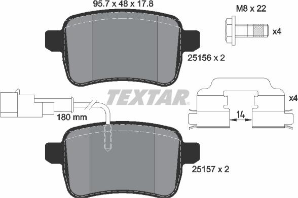 Textar 2515601 - Комплект спирачно феродо, дискови спирачки vvparts.bg