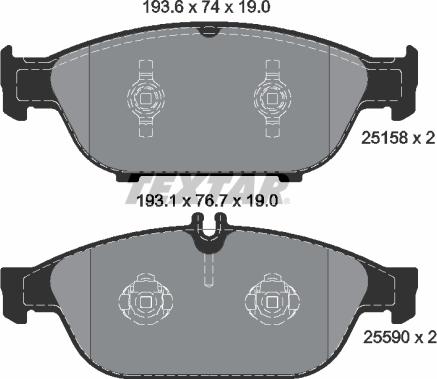 Textar 2515803 - Комплект спирачно феродо, дискови спирачки vvparts.bg