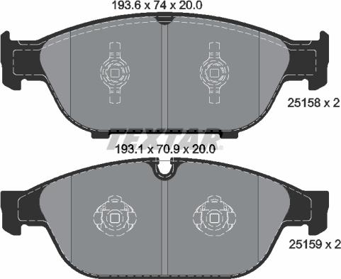 Textar 2515802 - Комплект спирачно феродо, дискови спирачки vvparts.bg