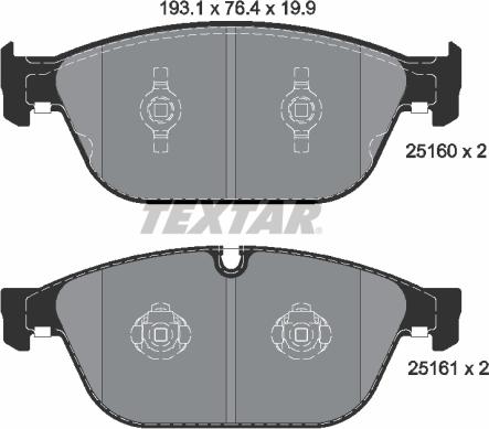 Textar 2516002 - Комплект спирачно феродо, дискови спирачки vvparts.bg
