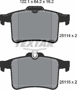 Textar 2511401 - Комплект спирачно феродо, дискови спирачки vvparts.bg