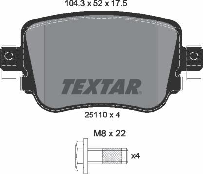 Textar 2511003 - Комплект спирачно феродо, дискови спирачки vvparts.bg