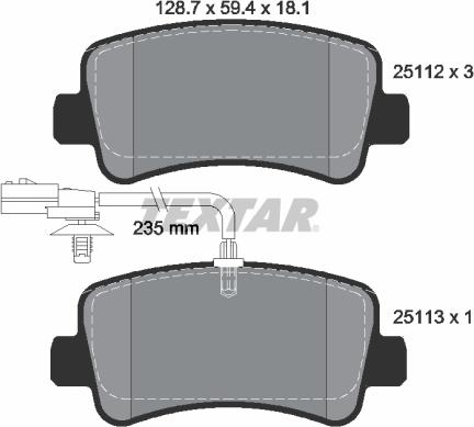 Textar 2511201 - Комплект спирачно феродо, дискови спирачки vvparts.bg