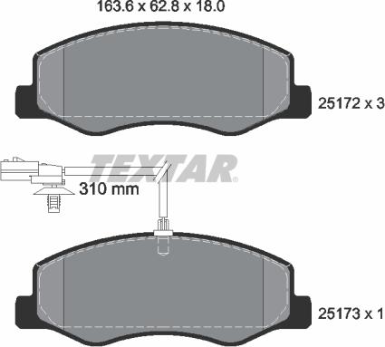 Textar 2517201 - Комплект спирачно феродо, дискови спирачки vvparts.bg